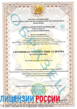 Образец сертификата соответствия аудитора №ST.RU.EXP.00014300-1 Николаевск-на-Амуре Сертификат OHSAS 18001